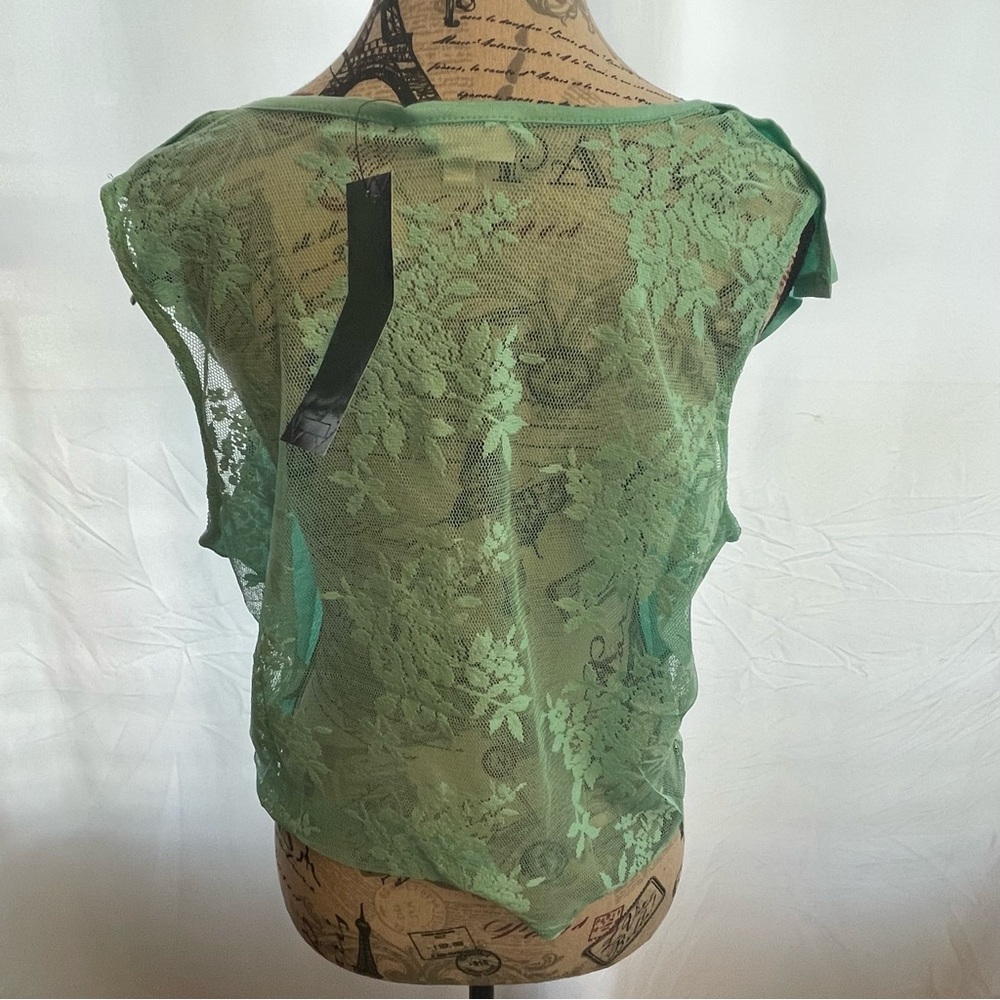 Iris Basic Mint Ruffle Tie-Front Blouse NWT - image 3